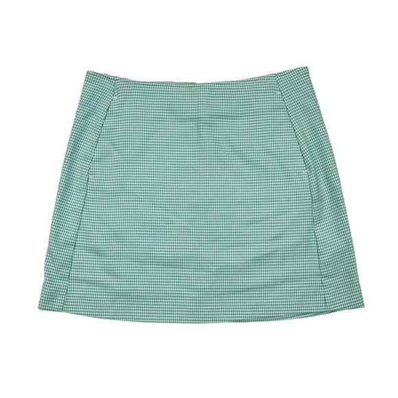 Urban Outfitters Mint Green White Houndstooth Printed Mini Skirt - Picture 1 of 5